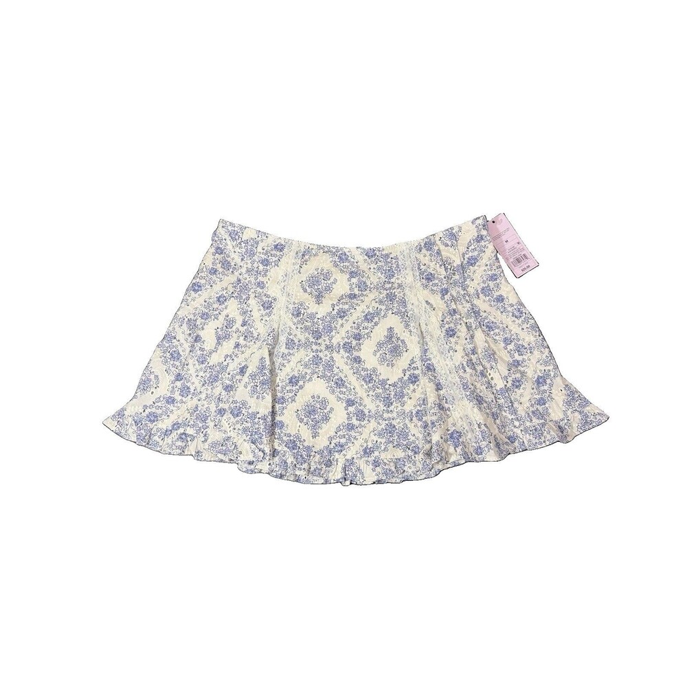 Wild Fable Women's Jersey Knit Blue/White Floral Mini Skort Size Medium NWT